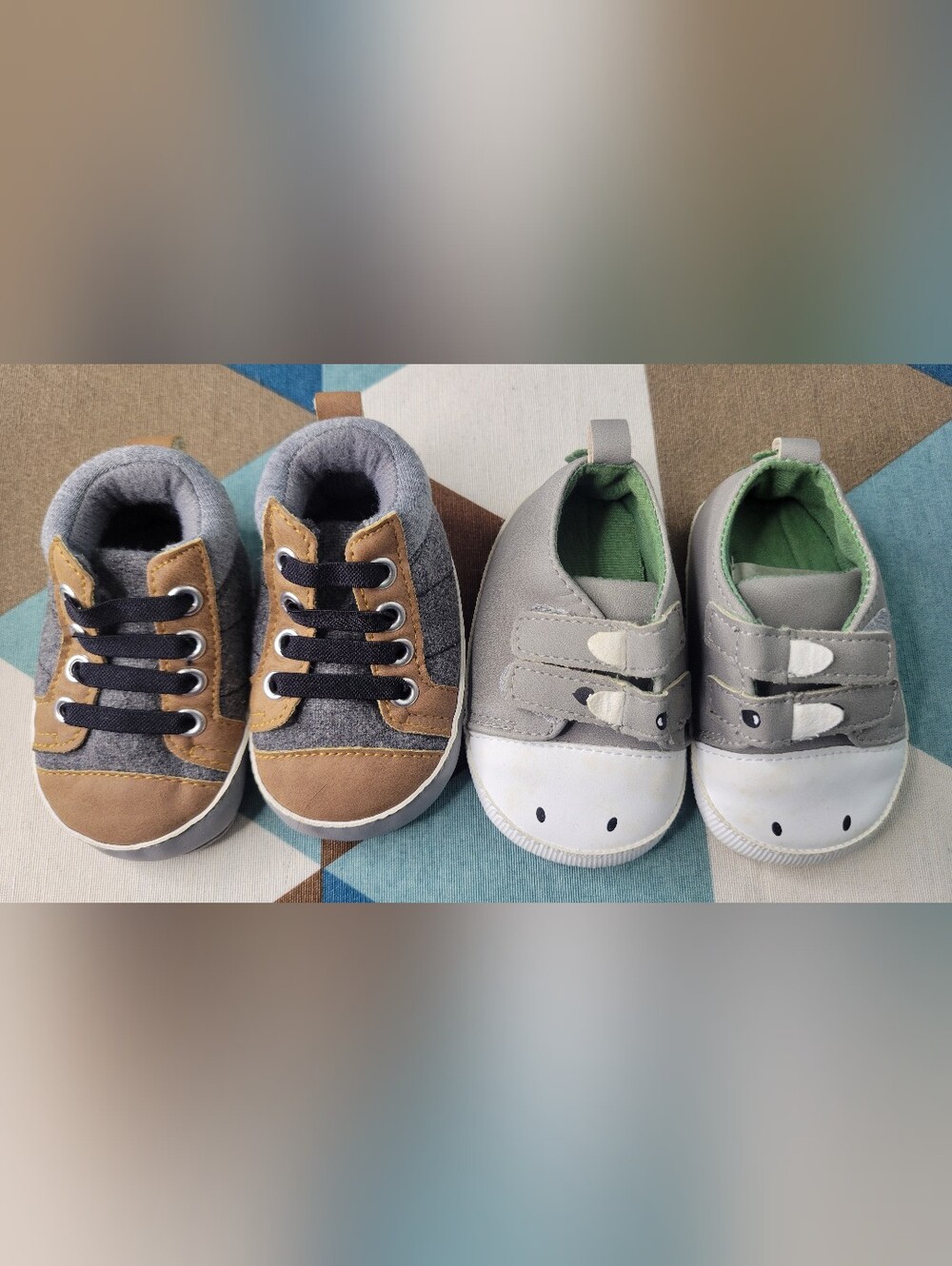 Carter's Dinosaur & So Dorable Brown Baby Walker Shoes 2pr Infant 0-3mth Sz 1